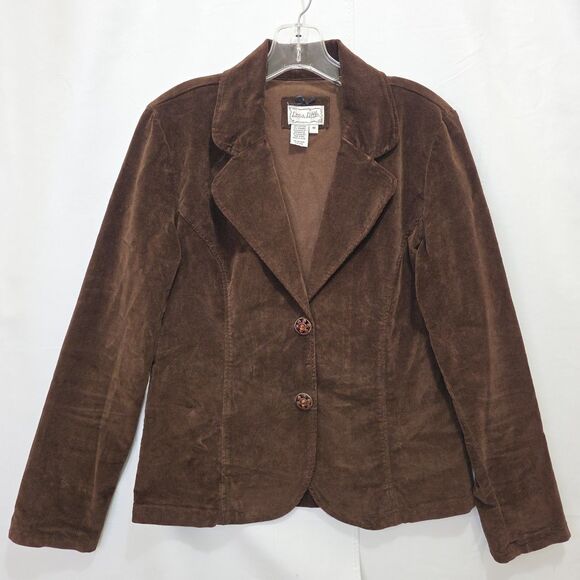 Live A Little Stretch Corduroy Jacket Blazer Med Brown Western Cowgirl Chic - Picture 2 of 10